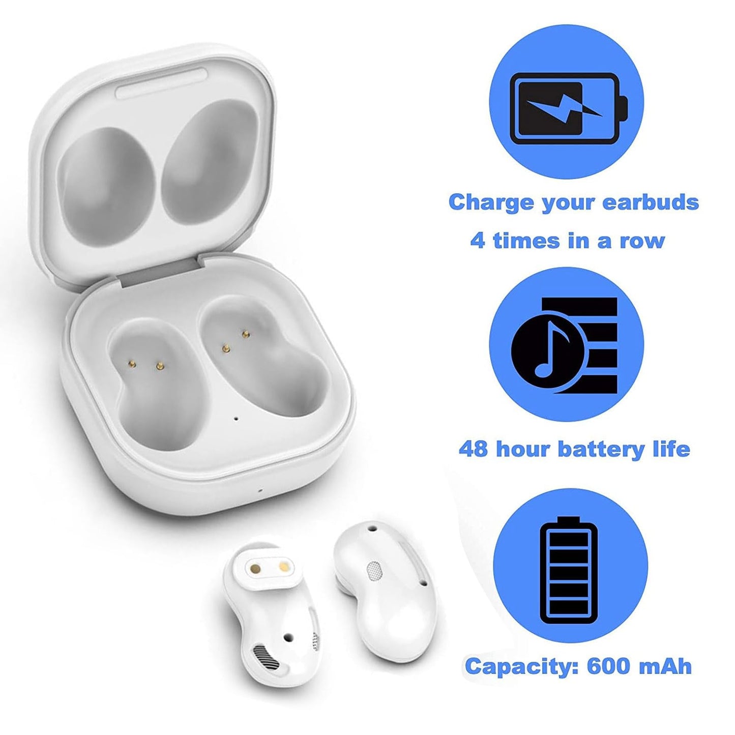 Wired Charging Case for Buds Live R180, Replacement Charger Dock Station Compatible with Buds Live R180 Bluetooth Earbuds, 600mAh Battery, NO Earbuds, White