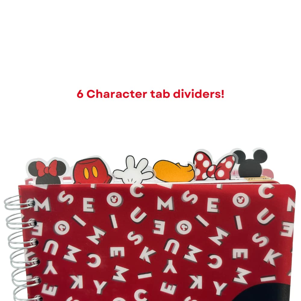 Disney Minnie and Mickey Mouse Journal Notebook, Spiral Bound, 144 Lined Pages, 8 x 7 inches, Red
