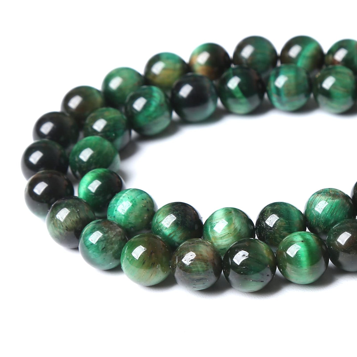 Natural Green Tiger Eye Stone Beads Round Loose Beads Energy Gemstone Healing Power for Jewelry Making 1 Strand 8mm 46pcs 15"