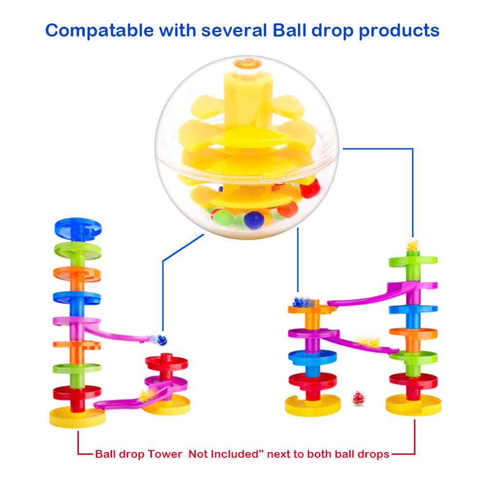 WEofferwhatYOUwant 6 Ball Drop Rattle Balls – Replacement Set for Toddlers | 1.8” Large Clear Plastic Activity Balls | Safe Durable Sensory STEM Toy Add-On Compatible with Ball Drop Tower
