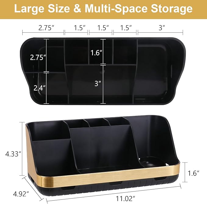 Gold Toothbrush Holders for Bathrooms Countertop Organizer - Detachable 7 Slots Electric Toothbrush and Toothpaste Holder, Kids Organization and Storage, Restroom Accessories Vanity Stuff