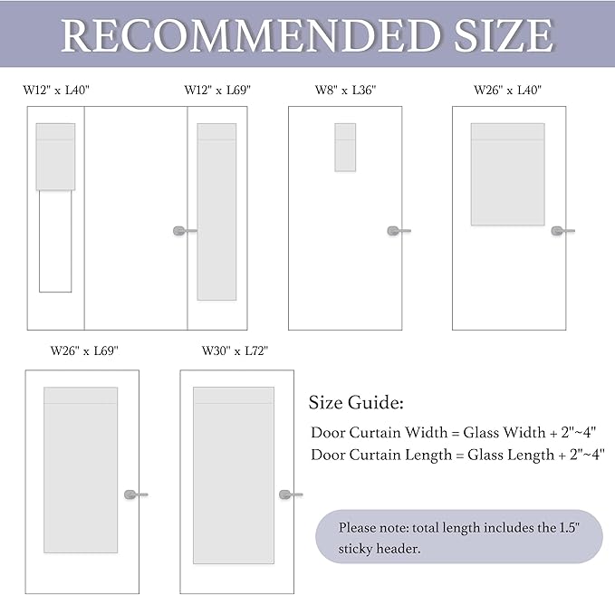 RYB HOME 100% Blackout Door Window Curtains, Effortless Self-Ahensive Blinds Privacy Linen Textural Front Door Glass Window Curtain, W26 x L69, Light Sage, 1 Panel
