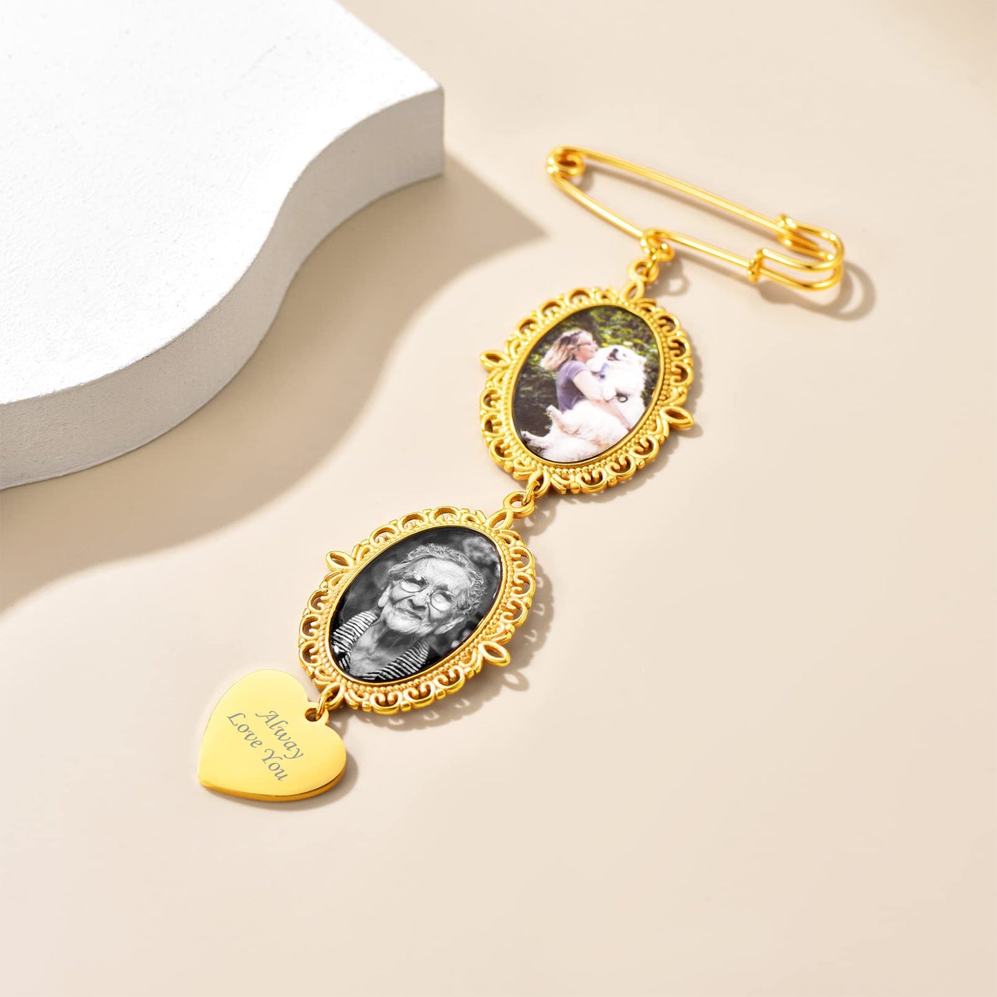 Custom4U Personalized Picture Pins Wedding Bouquets Photo Charms for Bride