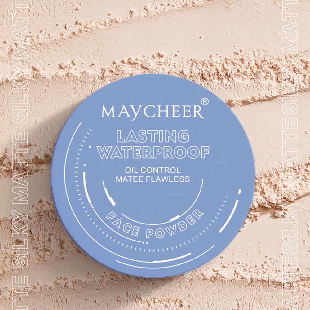 LAMUSELAND Pressed Powder Compact, Oil Control Brighten Skin Color Face Powder, Whitening Highlighting Face Makeup Tools for Women Girls (JG02)