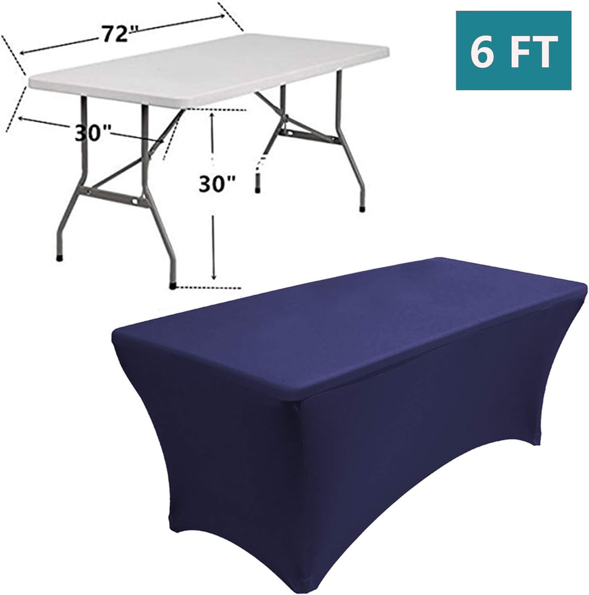RELIANCER 2 Pack Stretch Spandex Table Covers for Rectangular Tables,6FT Elastic Fitted Tablecloth,Universal Rectangular Table Cloth Protector for Outdoor Party,Wedding,Bar,Birthday,Banquet,Events