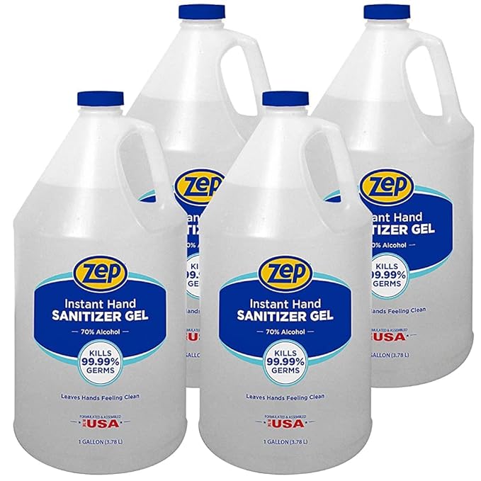 Zep Instant Hand Sanitizer Gel - 1 Gallon (Case of 4) 355824 - Kills 99.99% of Germs, Professional-Grade Formula, Contains 70% Ethanol Alcohol