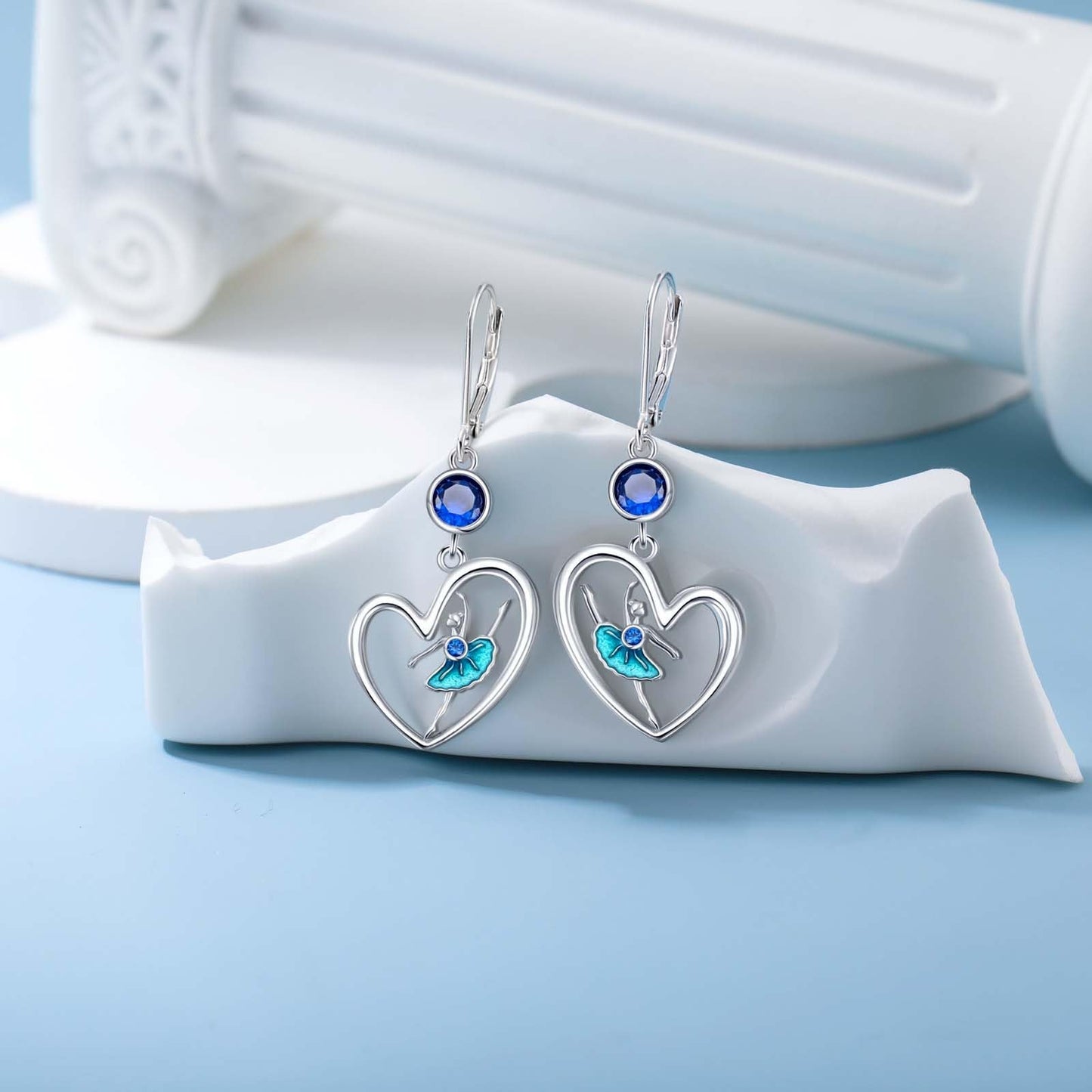 Ballerina Earrings for Women Sterling Silver Dancer Leverback Dangle Earrings Ballet Dance Jewelry Gifts