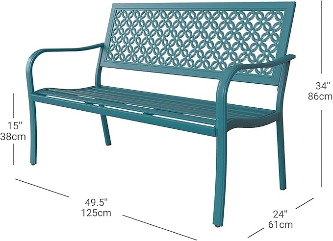 Grand patio 50" Outdoor Bench, Garden Benches with Anti-Rust Metal Powder Coated Frame, Patio Bench for Front Porch Park Outside Furniture Decor, Lake Shore