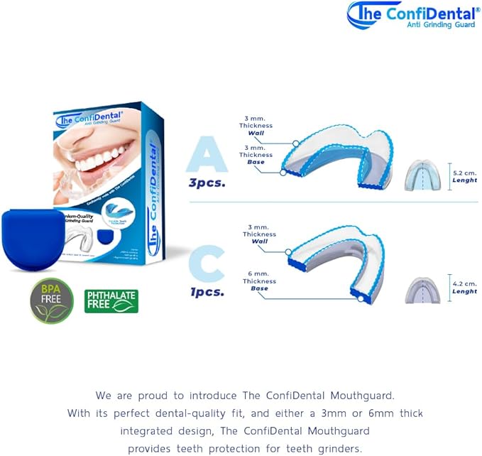 The ConfiDental Mouth Guard for Teeth Grinding and Clenching - Moldable Dental Nightguard Protection for Moderate Grinding with Additional Heavy-Duty - 4-Pack (3 Regular, 1 Heavy-Duty)