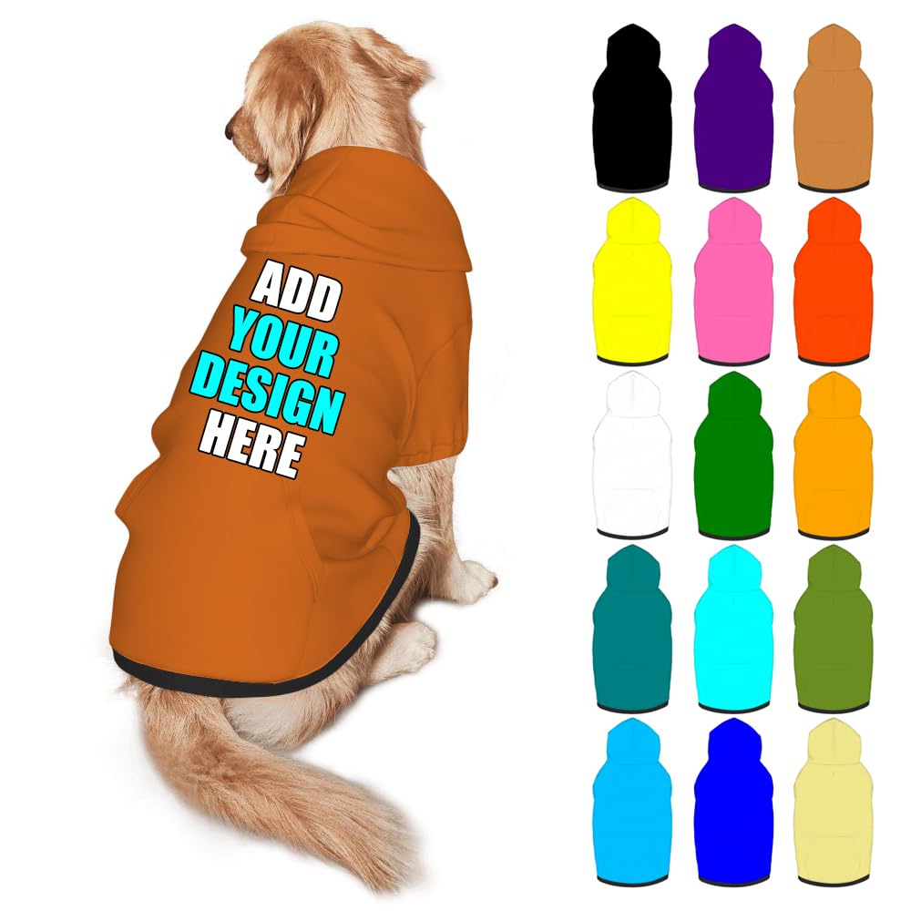 Mynvzrk Custom Dog Clothes with Photo Name Logo Personalized Dog Sweaters for Small Medium Large Dogs Breathable Warm, Gold, L