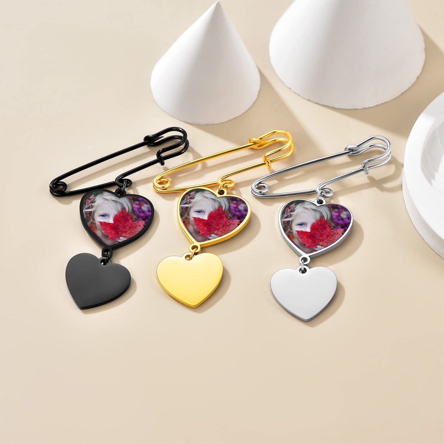 Custom4U Picture Pins for Groom Personalized Photo Bouquet Charm Wedding Jewelry