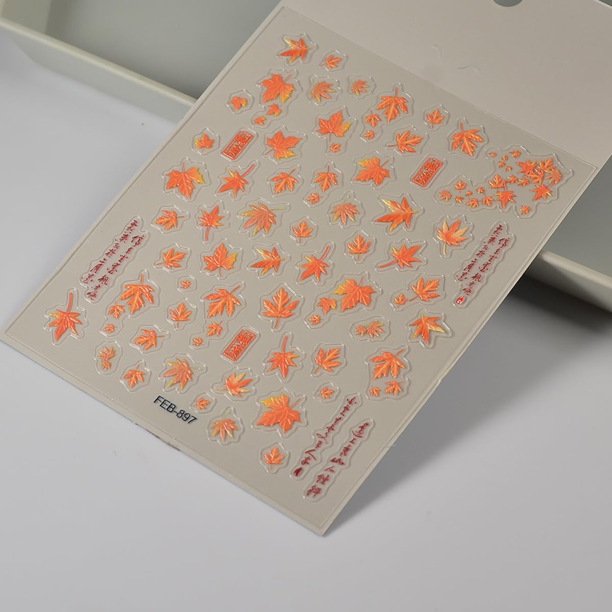 2 Sheets Fall Maple Leaves Nail Art Stickers 5D Embossed Self-Adhesive Nail Decals Autumn Maple Leaf Nails Supplies Thanksgiving Day Nail Designs Stickers for Women DIY Manicure Accessories