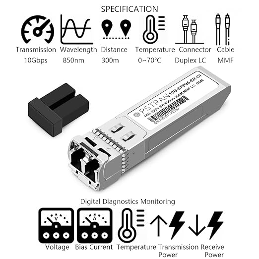 OPSTRAN 10GBASE-SR SFP+ Optical Transceiver Module Compatible with Mellanox MFM1T02A-SR 850nm 300m DDM Duplex LC MMF