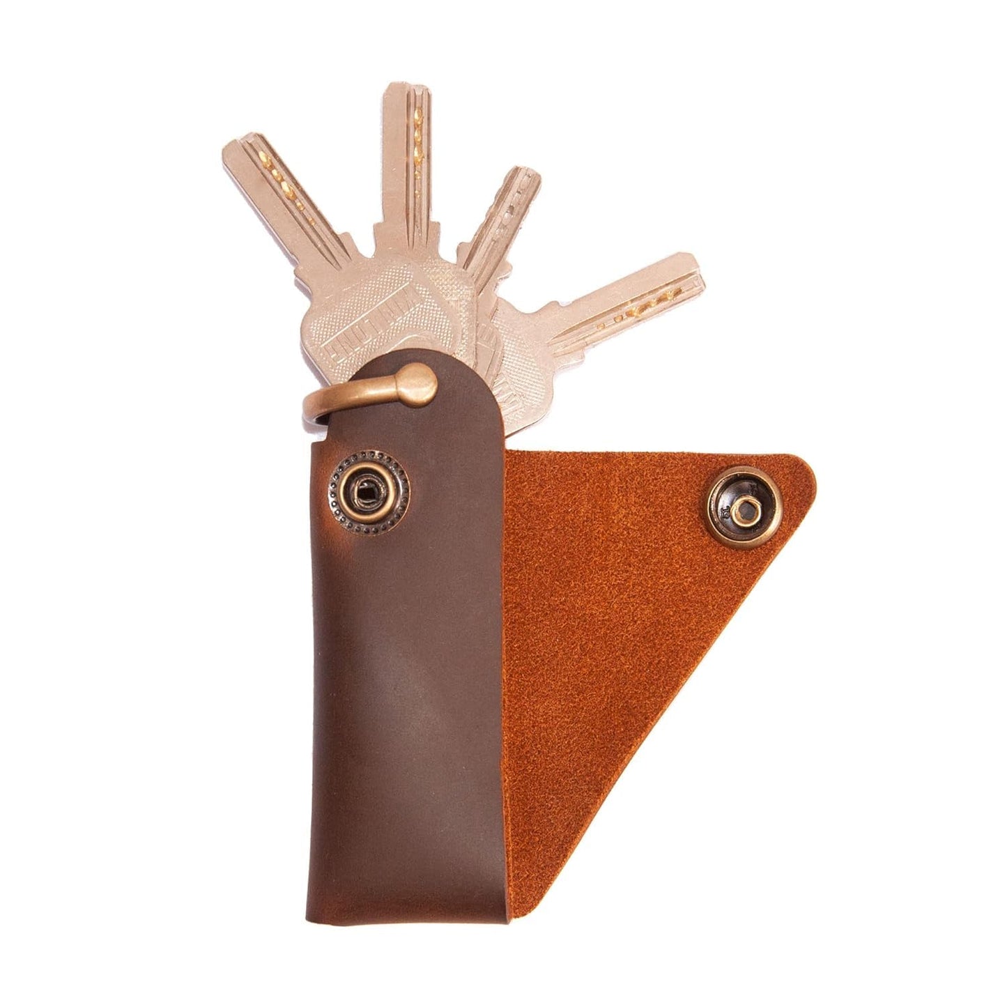 Turbosnail Minimalist Key Holder, Leather Key Fob, Key Organizer, Gift For Him (Brown)