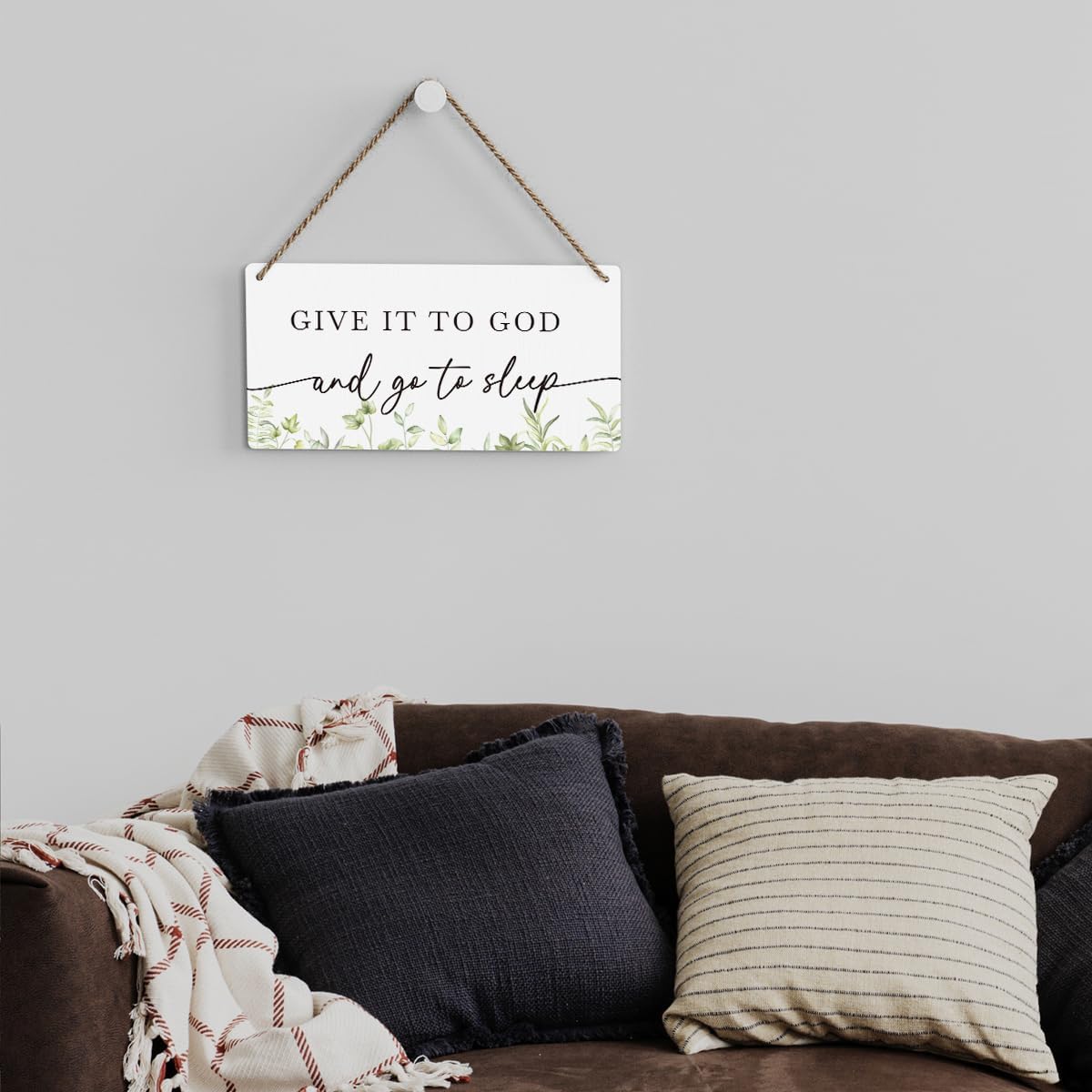 Christian Decor Give It to God And Go To Sleep Sign Rustic Bible Verse Sign Scripture Printed Wood Sign Wall Art Religious Gifts Faith Based Gifts
