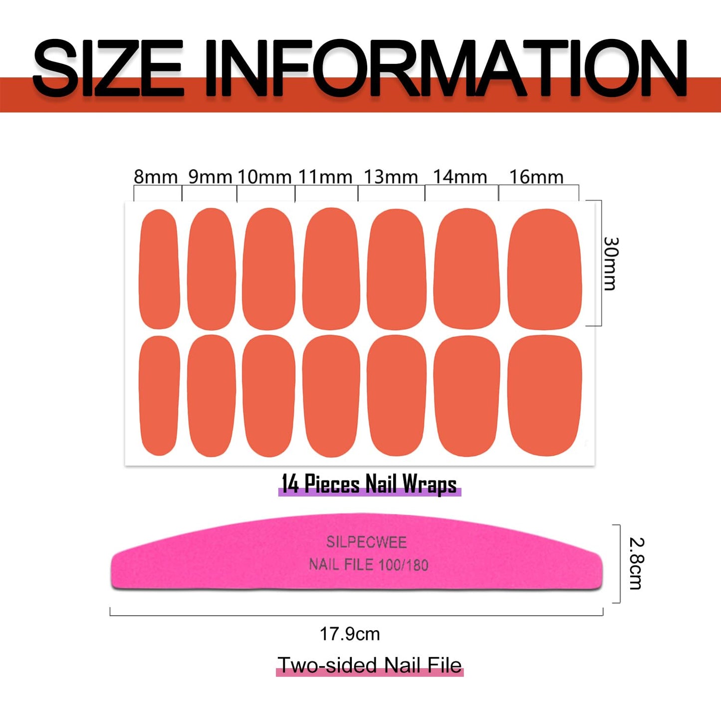 SILPECWEE 20 Sheets Thanksgiving Nail Wraps for Women Nail Polish Stickers Fall Glitter Solid Color Stick on Nail Polish Strips Self Adhesive Gel Nail Strips Fingernail Sticker with Nail File