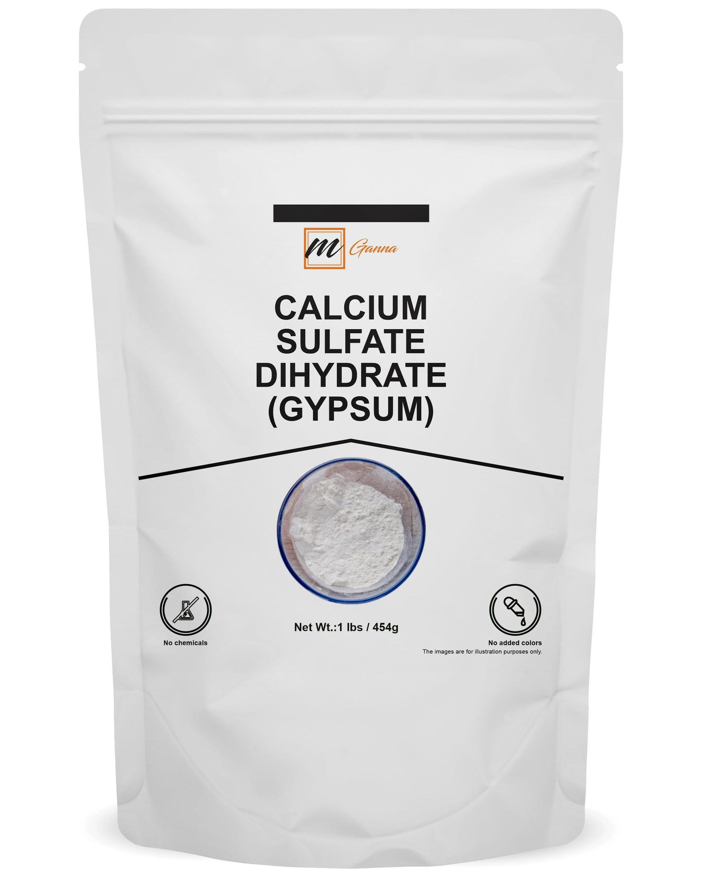 100% Pure Calcium Sulfate Dihydrate (Food Grade) - Gypsum Powder for Baking, Water Treatment and Cosmetic formulations 1 lbs / 454 GMS