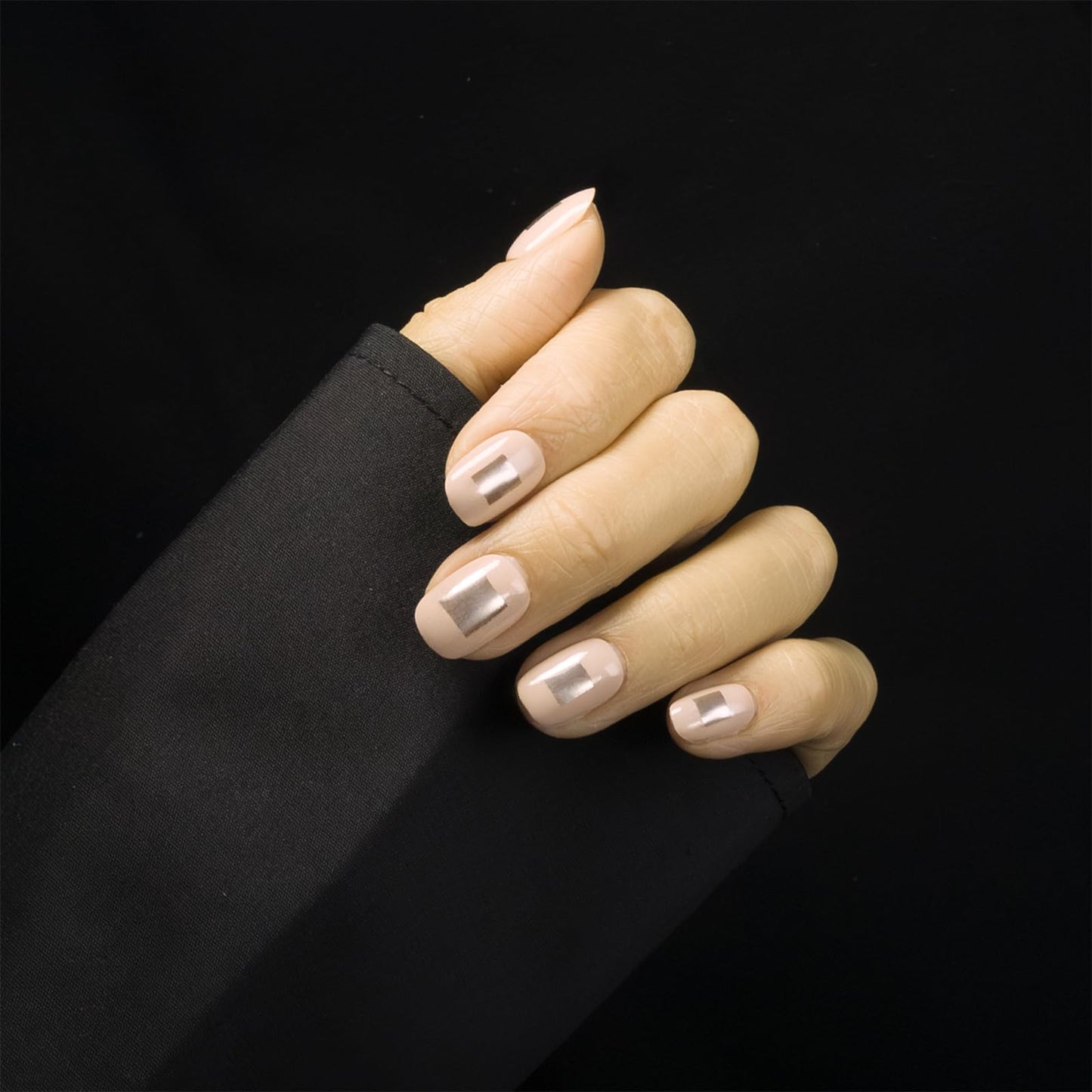 Press On Nails, Handmade Gel Fake Nails with Toolkit, 24Pcs Reusable False Nails for Women, Extra Short Nails (Short squoval nude mirror)