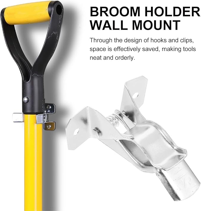 ibasenice 10pcs Heavy Duty Metal Mop and Broom Holder Wall Mounted Organizer with Grippers for Garage Kitchen Laundry Storage