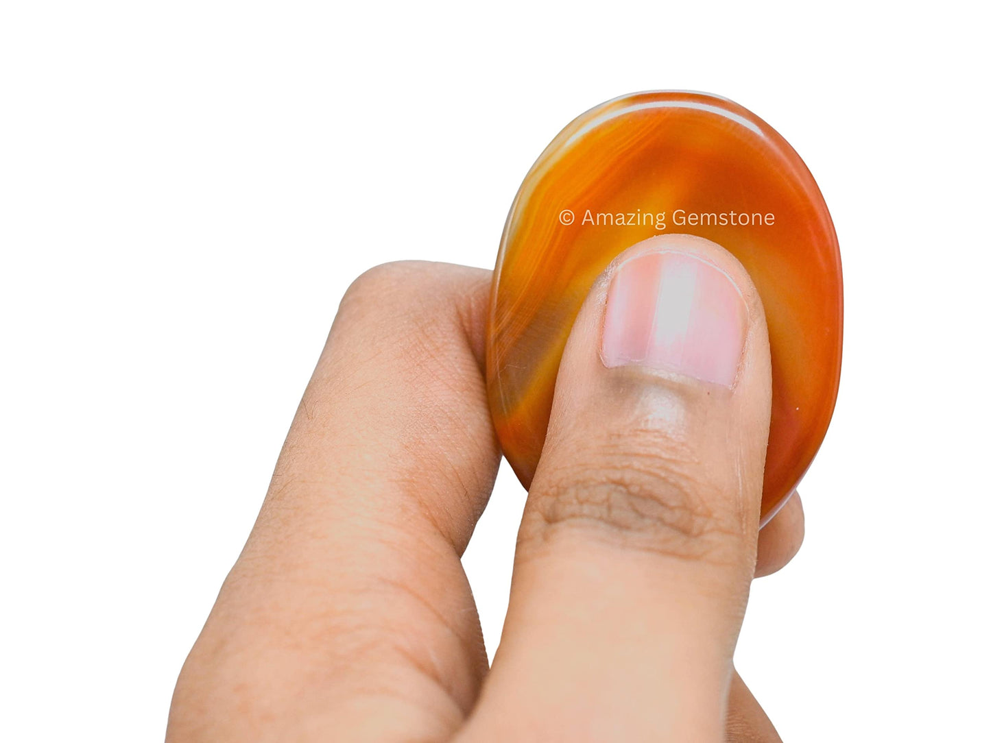 Amazing Gemstone Carnelian Onyx Worry Stone, Healing Crystals - Piedra Crystal Fidget for Gift, Meditation, Calming, Relaxation, Stress Relief