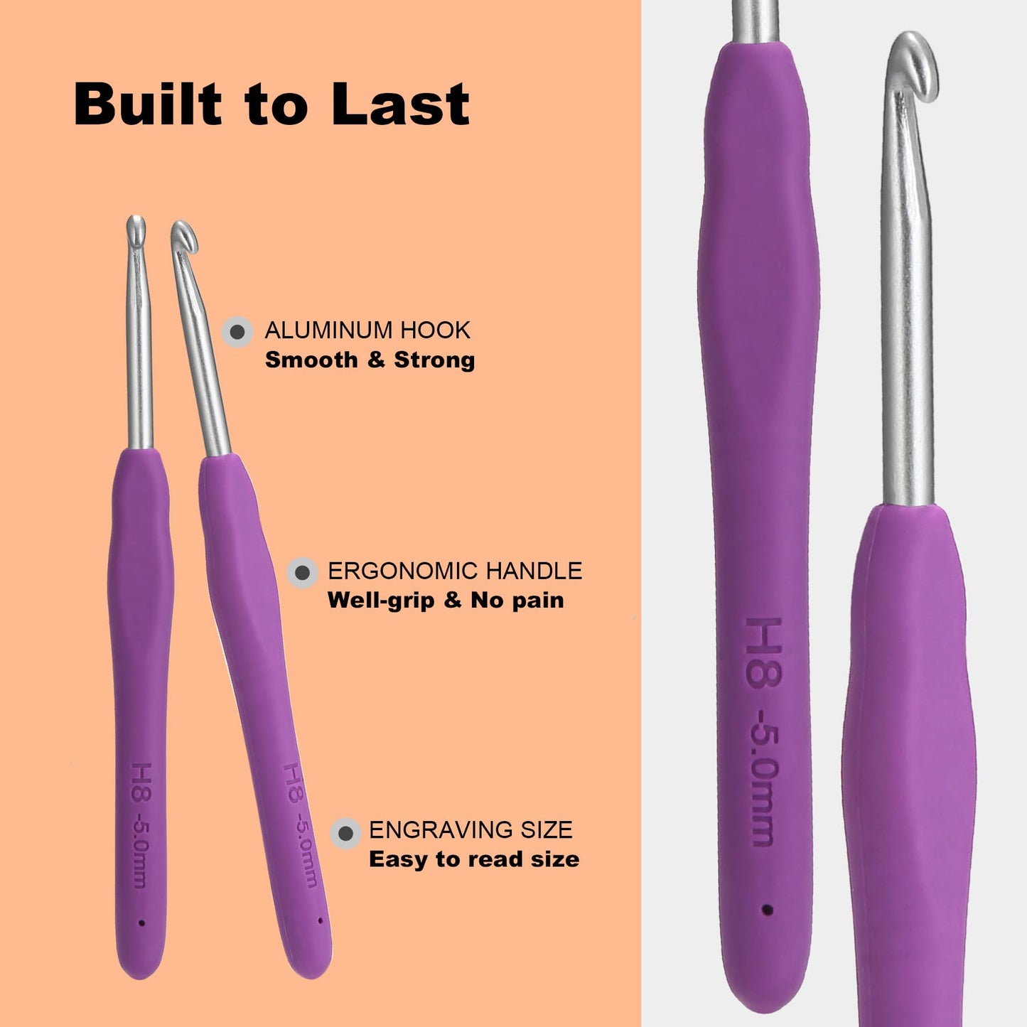 YOJOB 21 Sizes Crochet Hooks Set 0.5mm-10mm, Plus Crochet Accessories and Holder﻿, Complete Set Ergonomic Crochet Hook Kit for Beginners