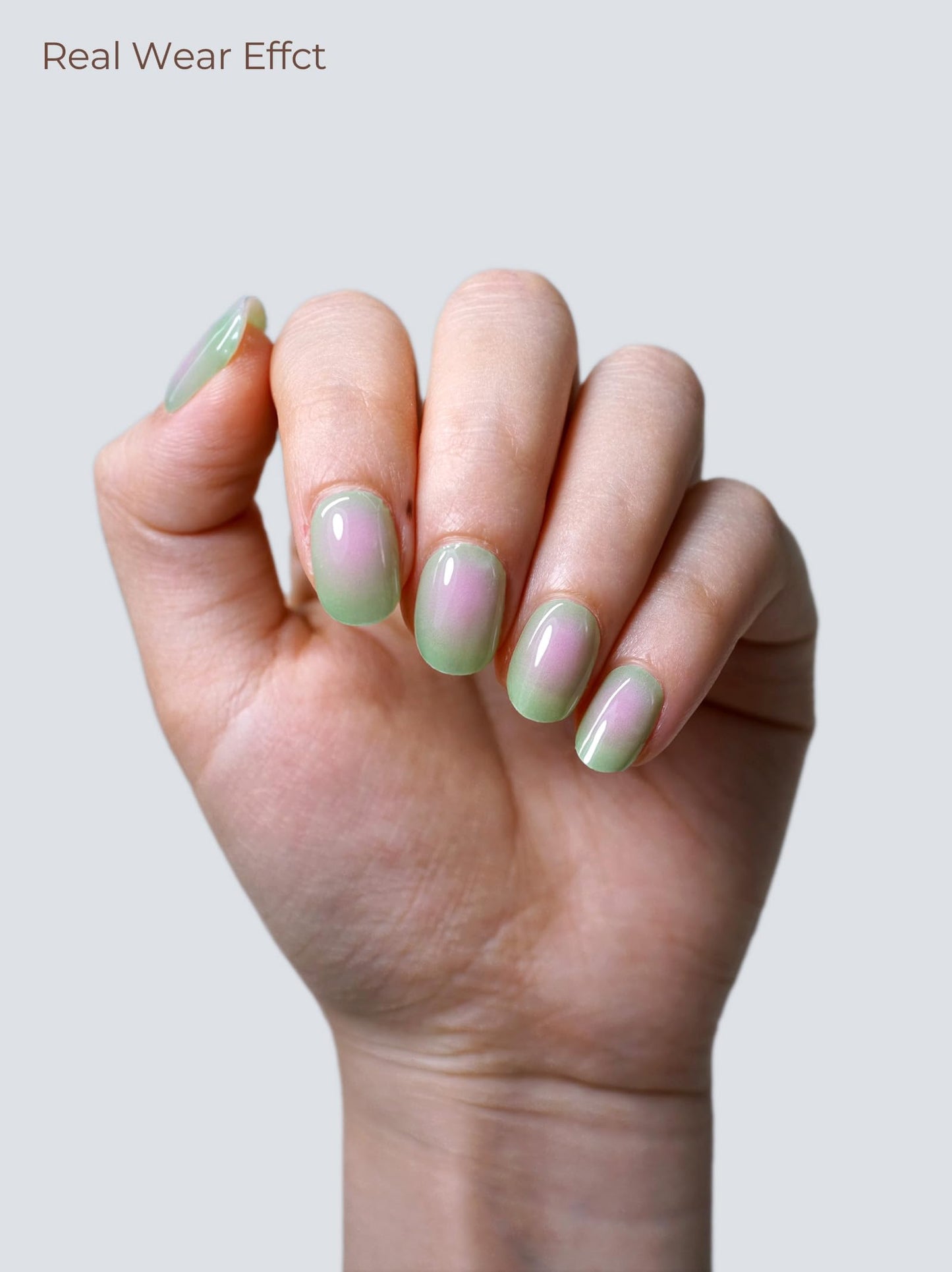 Beaolata Real Gel Nail Strips (No UV Light Needed) - 44Pcs Salon Quality Nail Stickers - Long Lasting Polish Wraps for Women, Easy Apply & Remove (Morning Meadow Green)