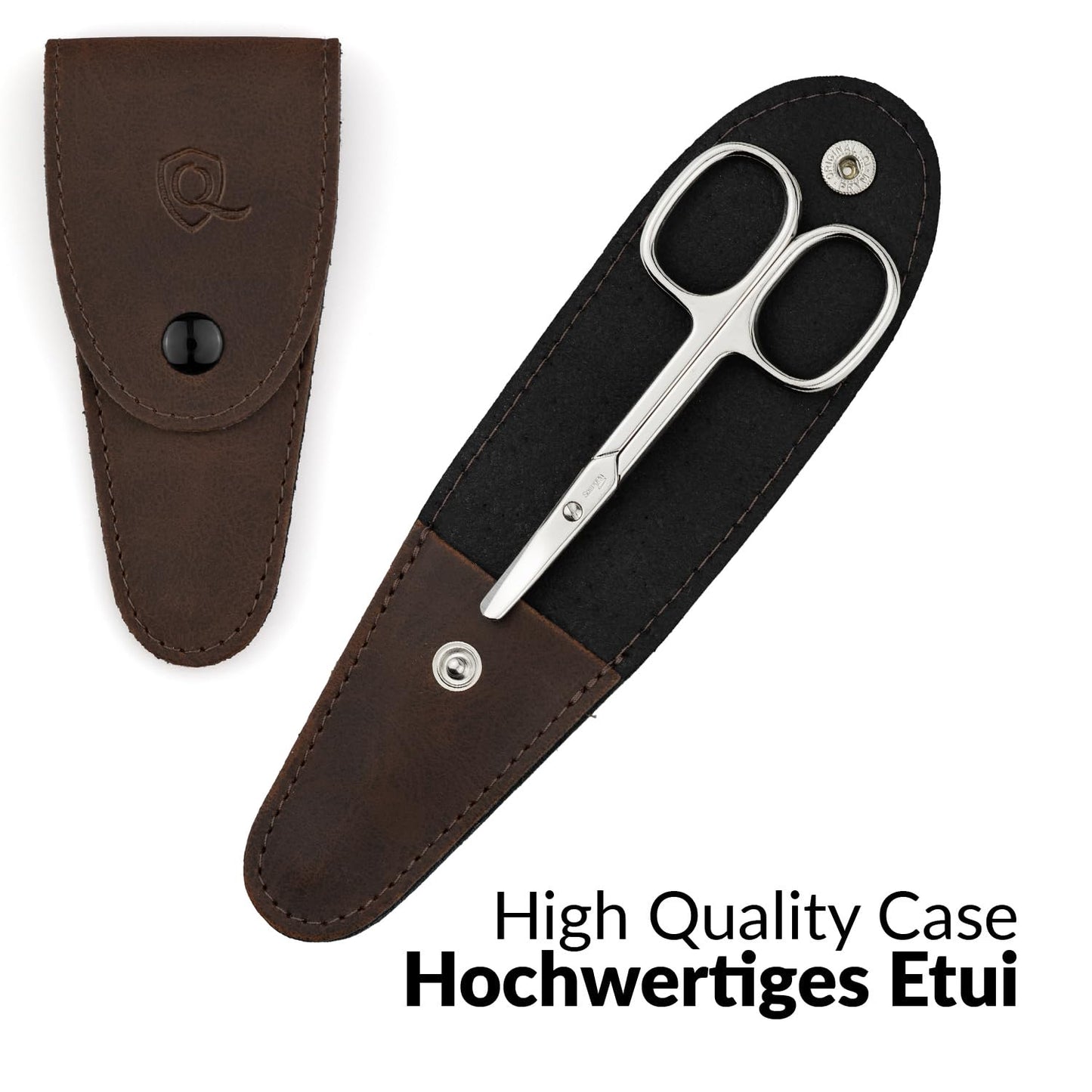 marQus Solingen Round-Tip Nail Scissors (curved) – Premium German Steel for Safe Manicures & Pedicures, Protective Case Included, Also Great for Babies