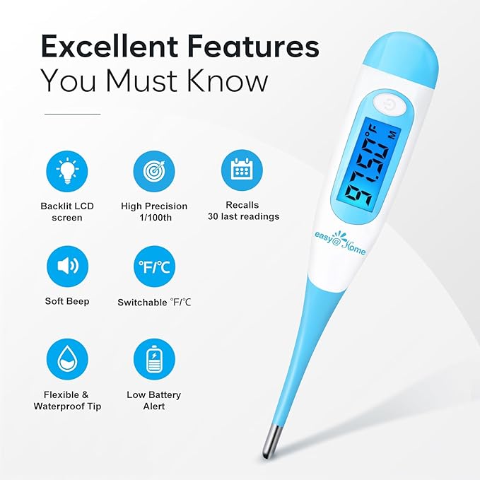Easy@Home Pregnancy Test Sticks + Easy@Home 50 Ovulation Test Predictor Kit + Cups + Easy@Home Digital Basal Thermometer