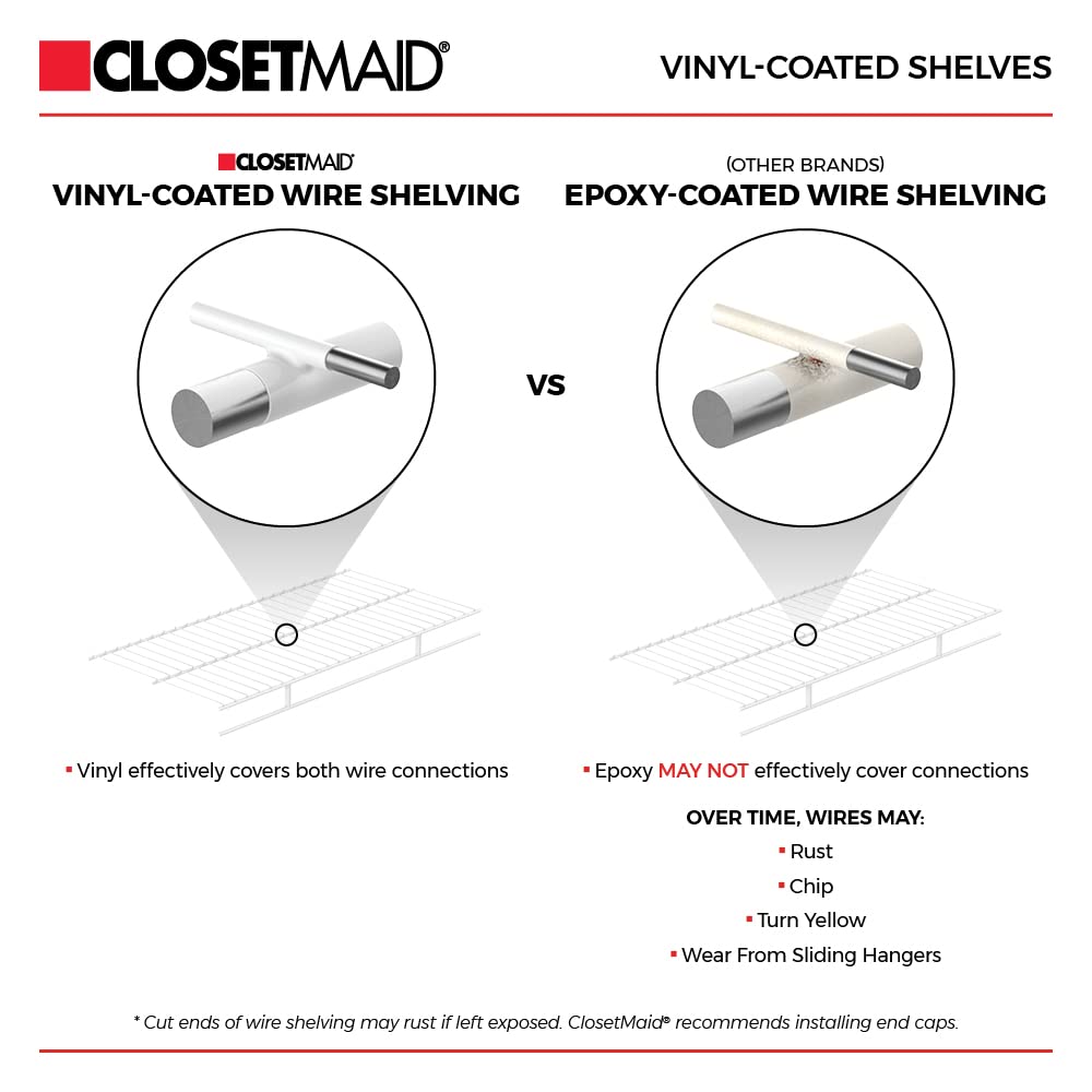 ClosetMaid ShelfTrack Wire Closet Organizer System, Adjustable from 4 to 6 Ft., With Shelves, Clothes Rods, Hardware, Durable Steel, White