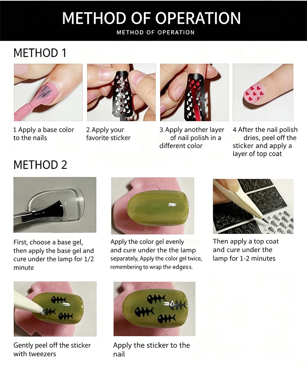 144 Pcs Nail Stencil for Nail Art 72 Designs Nails Art Stickers Hollow DIY French Tip Guides Manicure Decals Cute Elegant Patterns Printing Templates Stencil Tool Nail Decoration Supplies