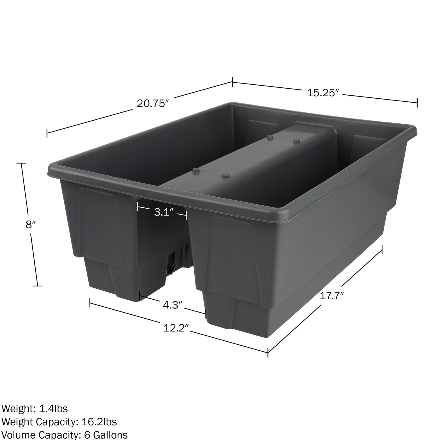 Railing Planter Box 2-Pack - 20.75-Inch Flower Boxes with Removable Drainage Inserts - 6-Gallon Outdoor Planters for Porch, Deck, or Balcony Decor, Fits Rail 3” - 4” by Pure Garden (Gray)