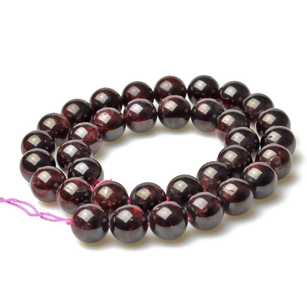 MJDCB Natural Stone Beads Garnet Round Loose Beads for Jewelry Making DIY Bracelet Necklace (10mm)