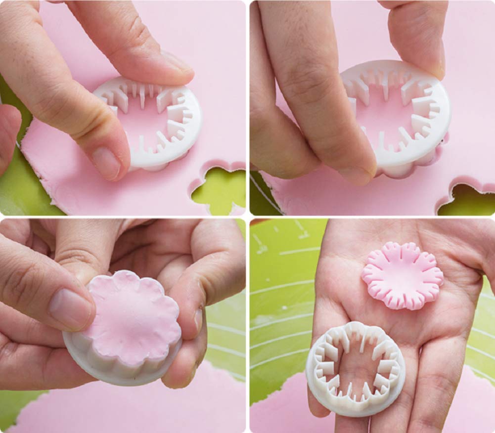 Fondant Cutters Molds Cake Decorating Tool,Icing Smoother,Cake Cookie Plunger Cutters Mold Sugarcraft Gumpaste craft Flower Leaf Butterfly Heart Shape Decorating Mold DIY Embosser Moulds