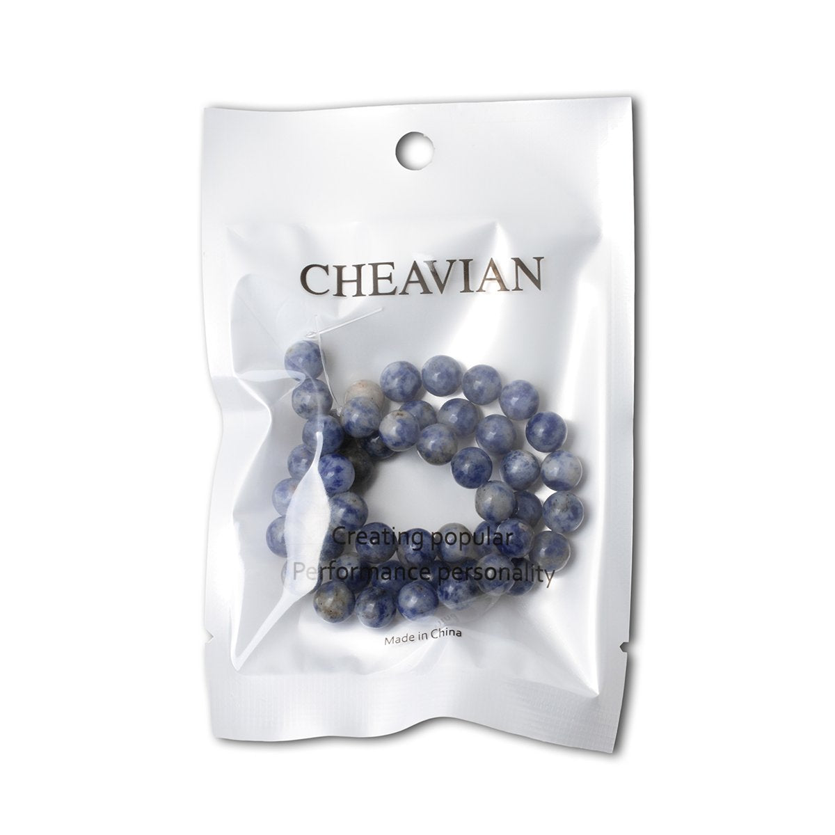 CHEAVIAN 45PCS 8mm Natural Blue White Sodalite Gemstone Round Loose Beads for Jewelry Making 1 Strand 15"