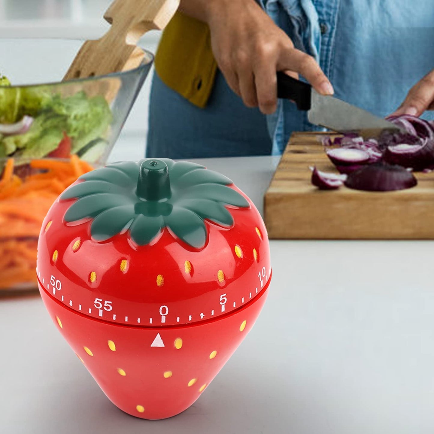Fayelume Mechanical Kitchen Timer, Egg Timer Cute, Wind up Timer Manual, Visual Timer, Cooking Timer Trawberry Shaped for Classroom Hard Boiled Eggs