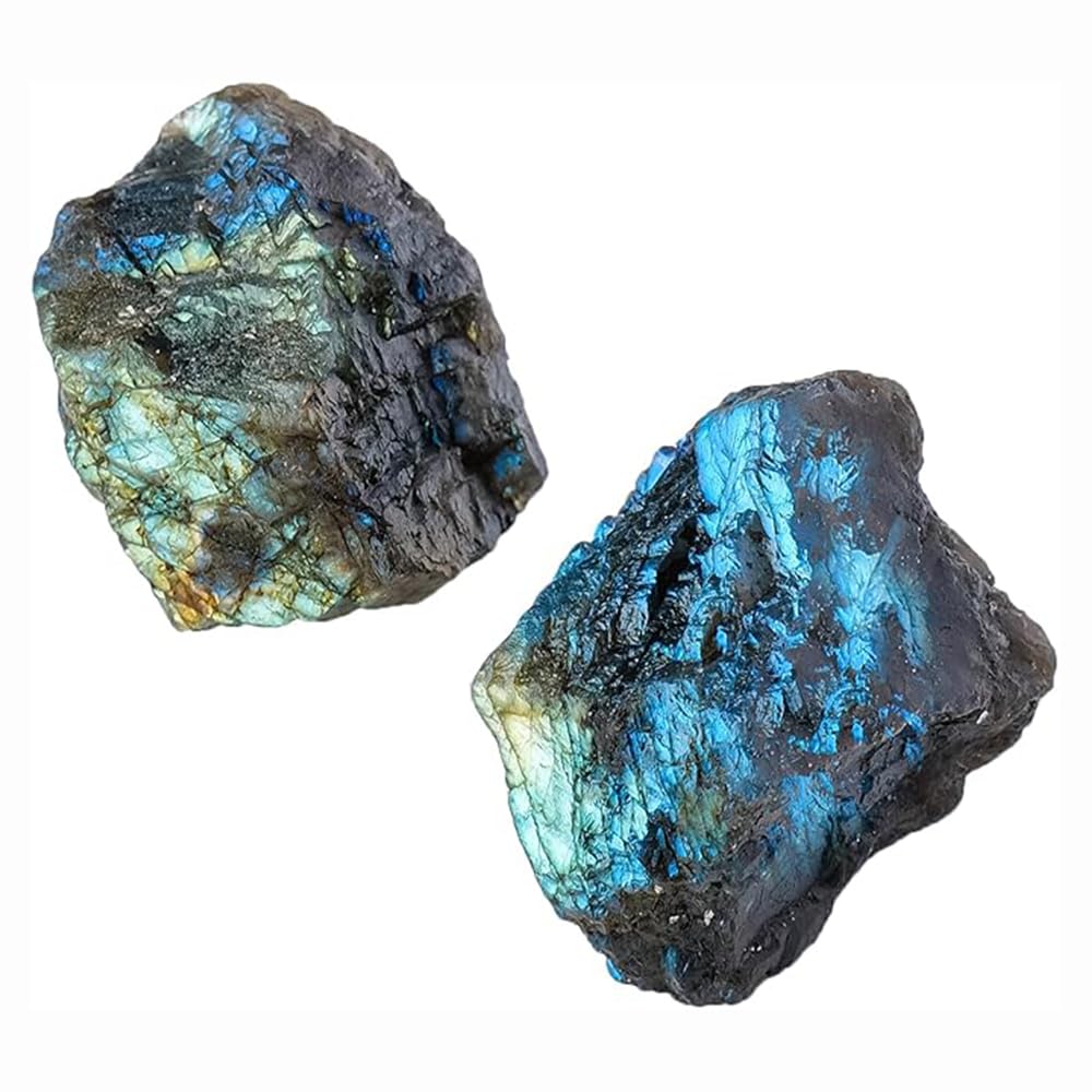 2PCS Natural Raw Stone Healing Crystals Bulk Healing Gemstones for Reiki Tumbling Fountain Rocks Meditation Garden Home Decor (Labradorite)
