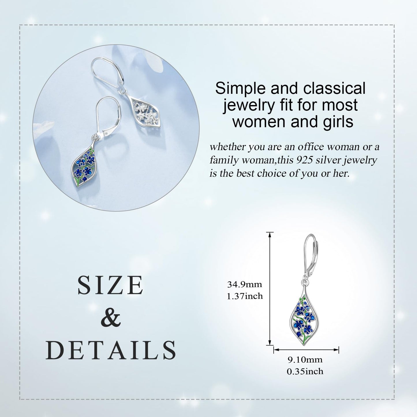 Orchid Earrings 925 Sterling Silver Enamel Flower Orchid Earrings for Women