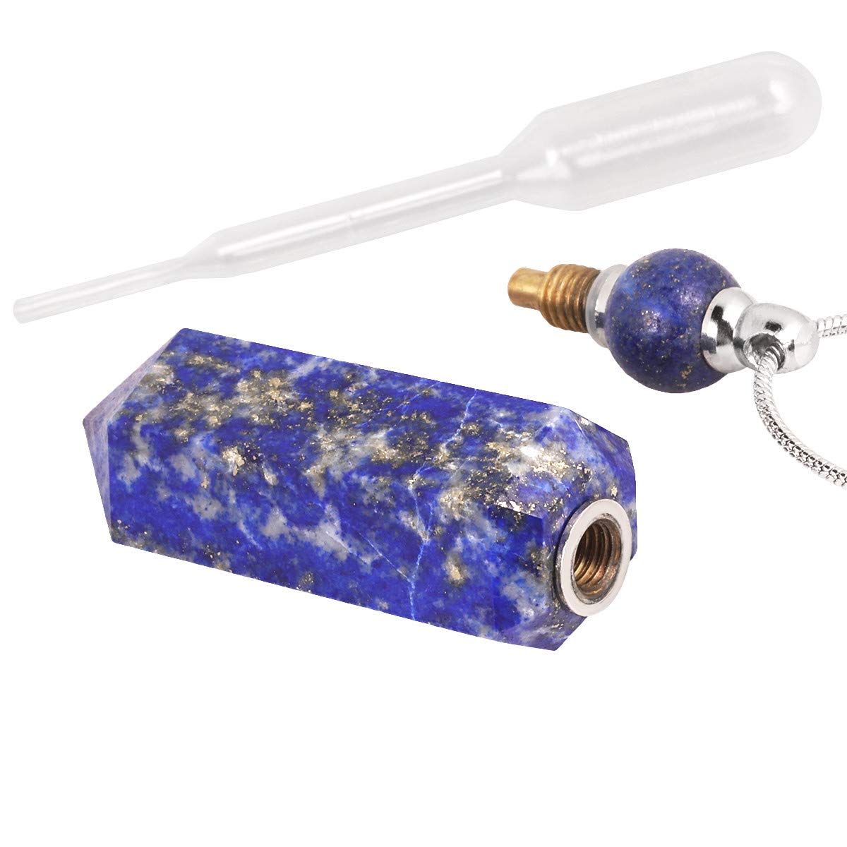 TUMBEELLUWA Essential Oil Diffuser Aromatherapy Stone Pendant Necklace for Unisex,Healing Crystal Point Gemstone Necklace for Women and Men, Lapis Lazuli Stone