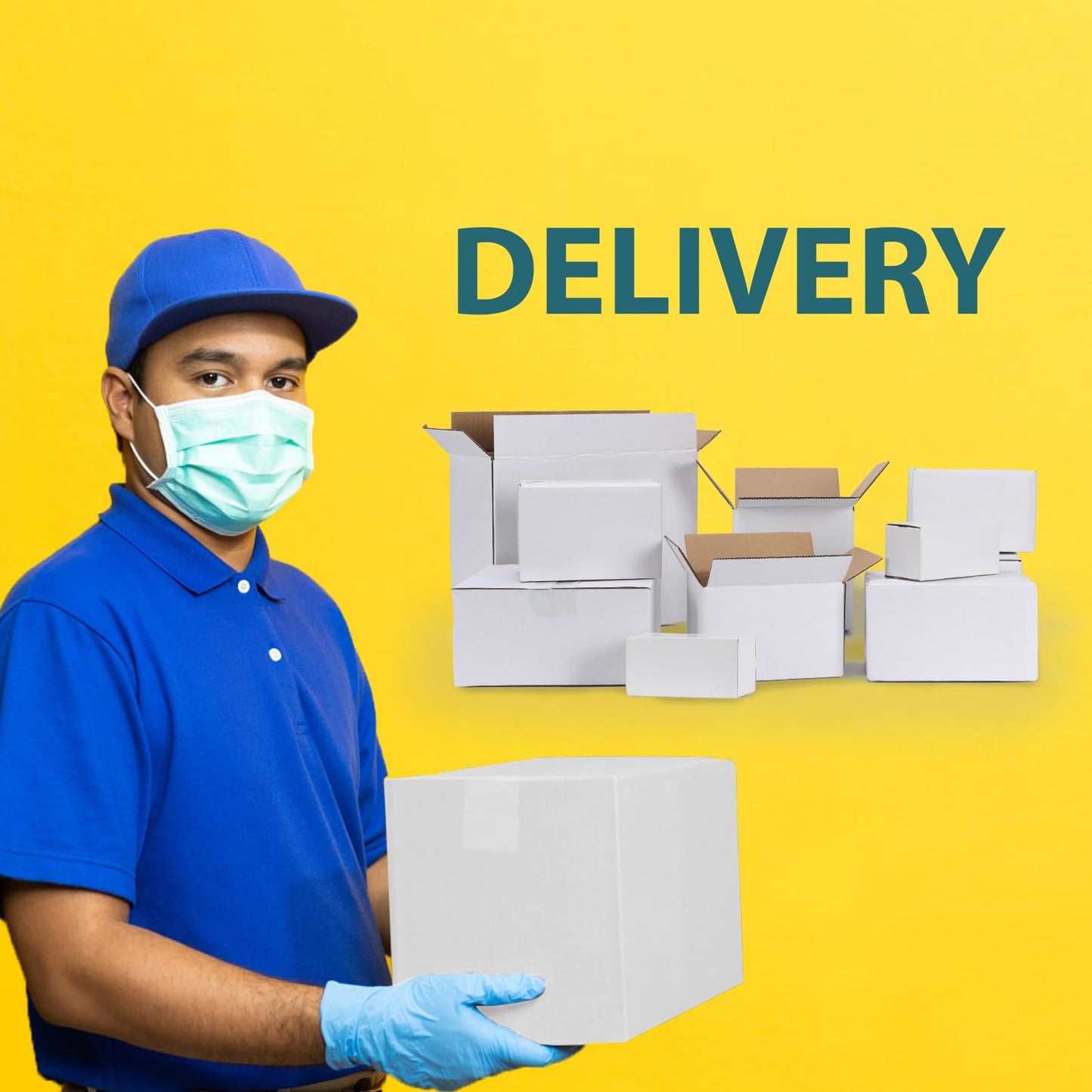 Calenzana 5x5x5 Inches Shipping Boxes Set of 50, White Corrugated Cardboard Box for Packing Mailing Small Business