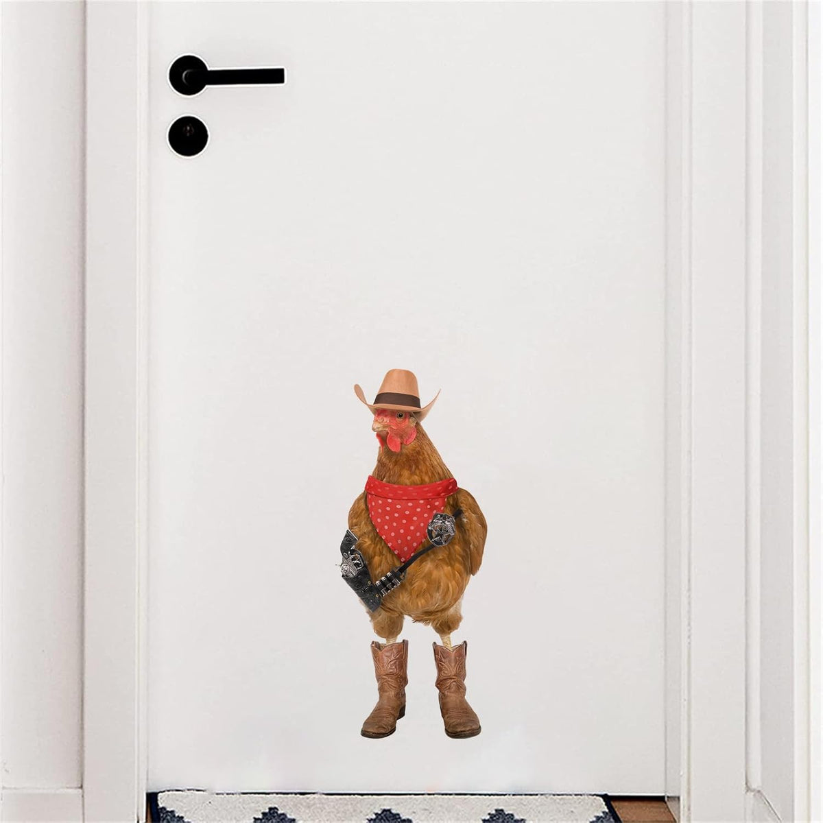 Cool Cowboy Chicken Wall Stickers Peel and Stick, Chicken Lover Gifts Window Stickers Removable, Funny Farm Chicken Wall Decals Decor, Weird Gifts for Friends