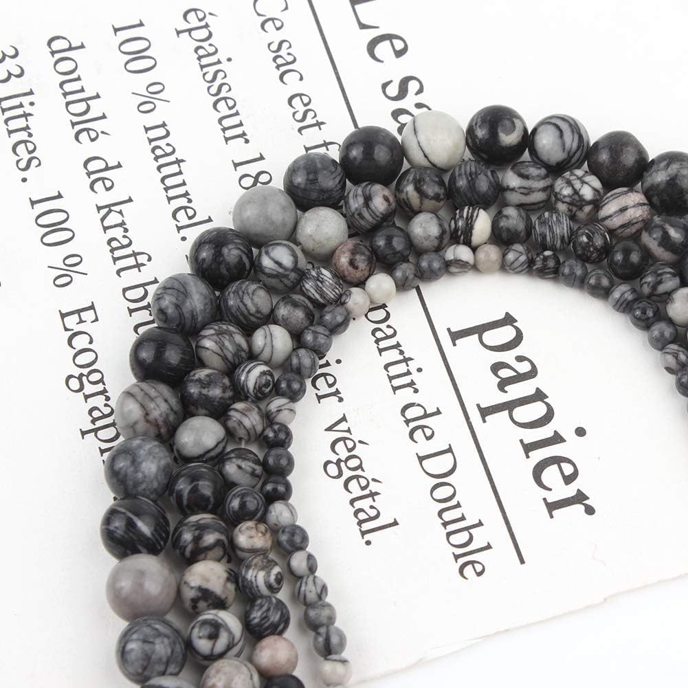 Yochus 60pcs Spider Web Beads，6mm Healing Power Natural Stone Round Loose Beads for Jewelry Making Earring Necklace DIY Crafts