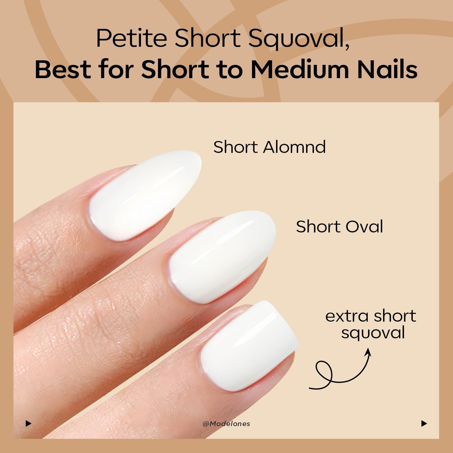 Modelones Extra Short Press on Nails, Milky White Squoval Fake Nails, Reusable Nail Kit with Nail Glue Adhesive Tabs Mini Nail File, Nails Press Ons 32Pcs 16 Sizes, Spring Women Girl Gift