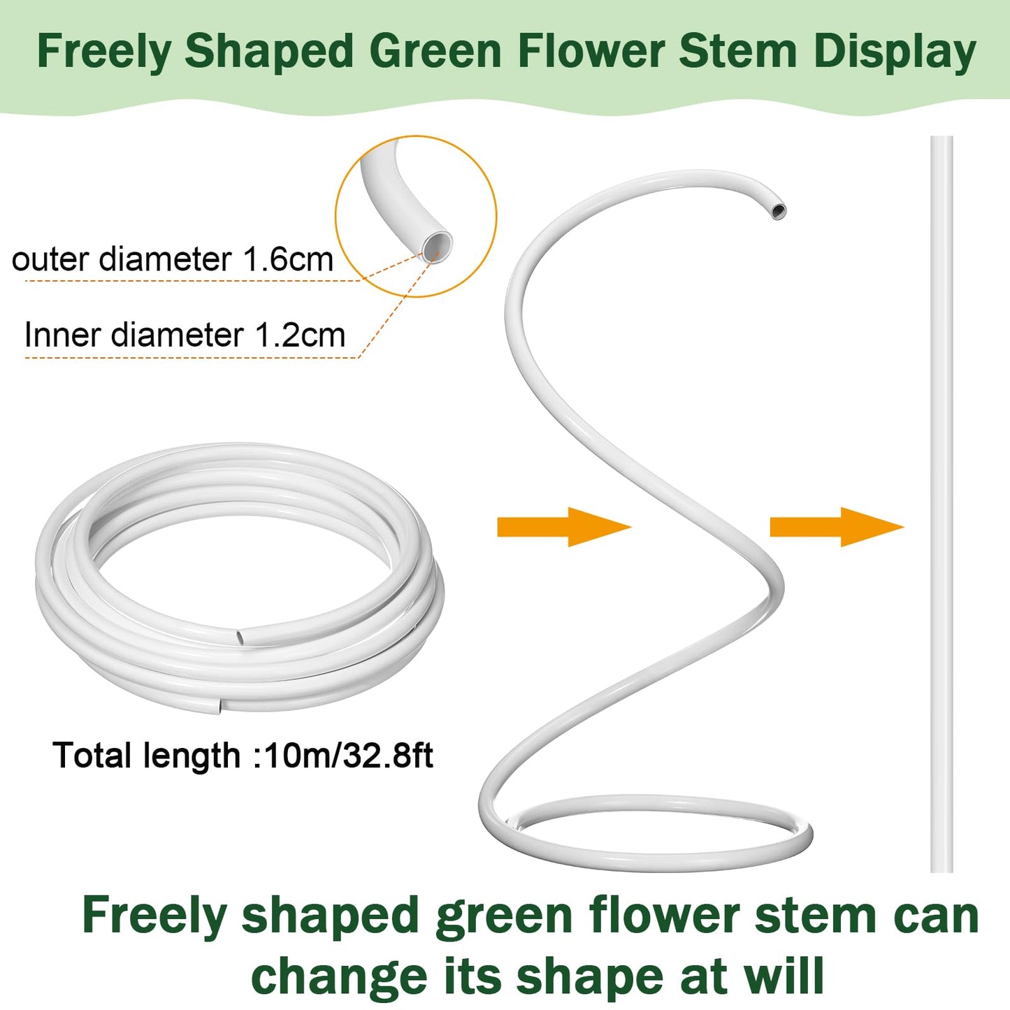 Otoolling 32.8 ft Giant Flower Stand Flexible Pipe Stem for Decor Flower Pole Display Stand Base Giant PVC Pipe Stem Tubing for Crafts Floral Wedding Balloon Backdrop Arches Prop DIY(2 Pcs,White)