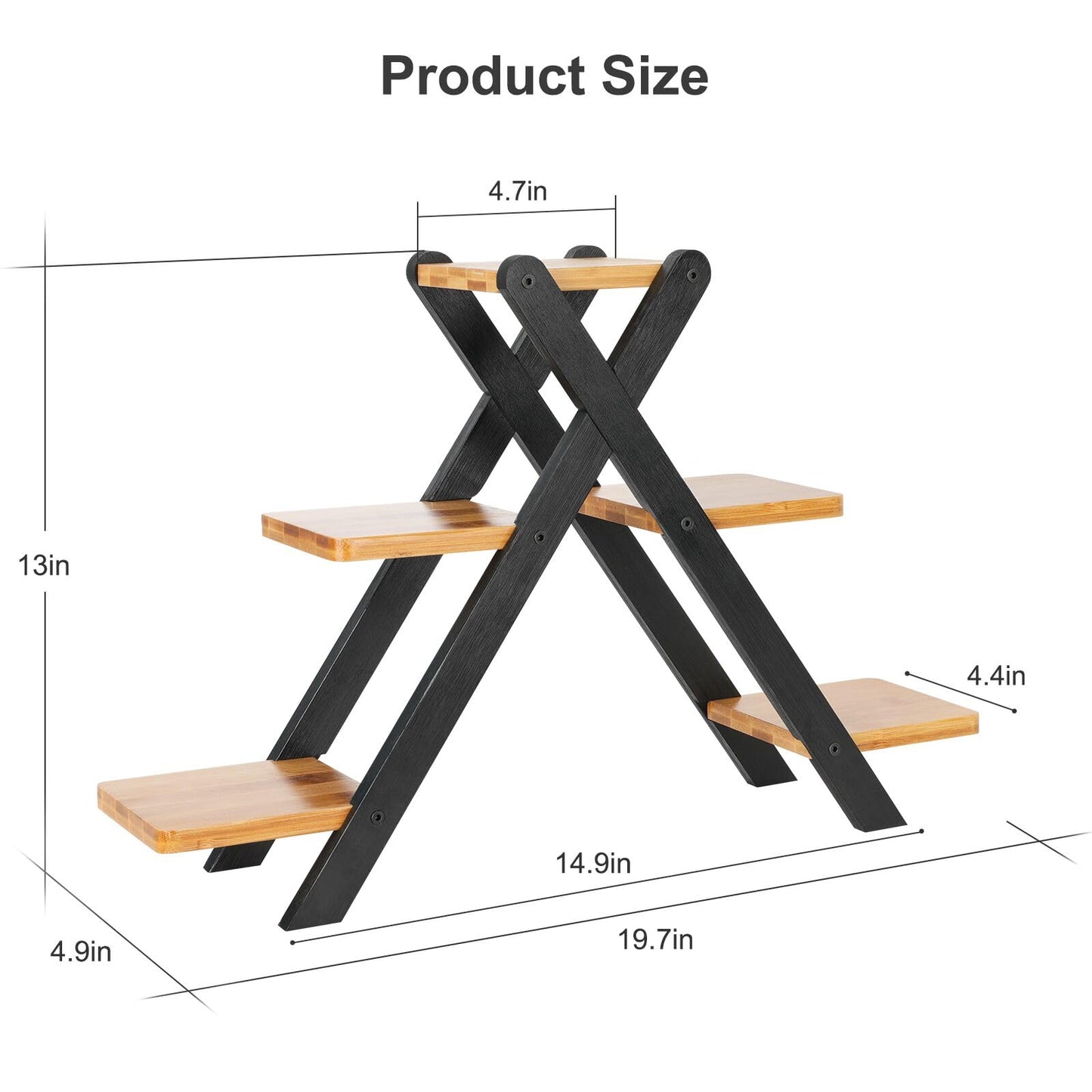 Jotsport Multi-Tier Bamboo Plant Stand for Mini Succulents Windowsill Plant Shelf Tabletop Kitchen Small Planter Pots Display Stand