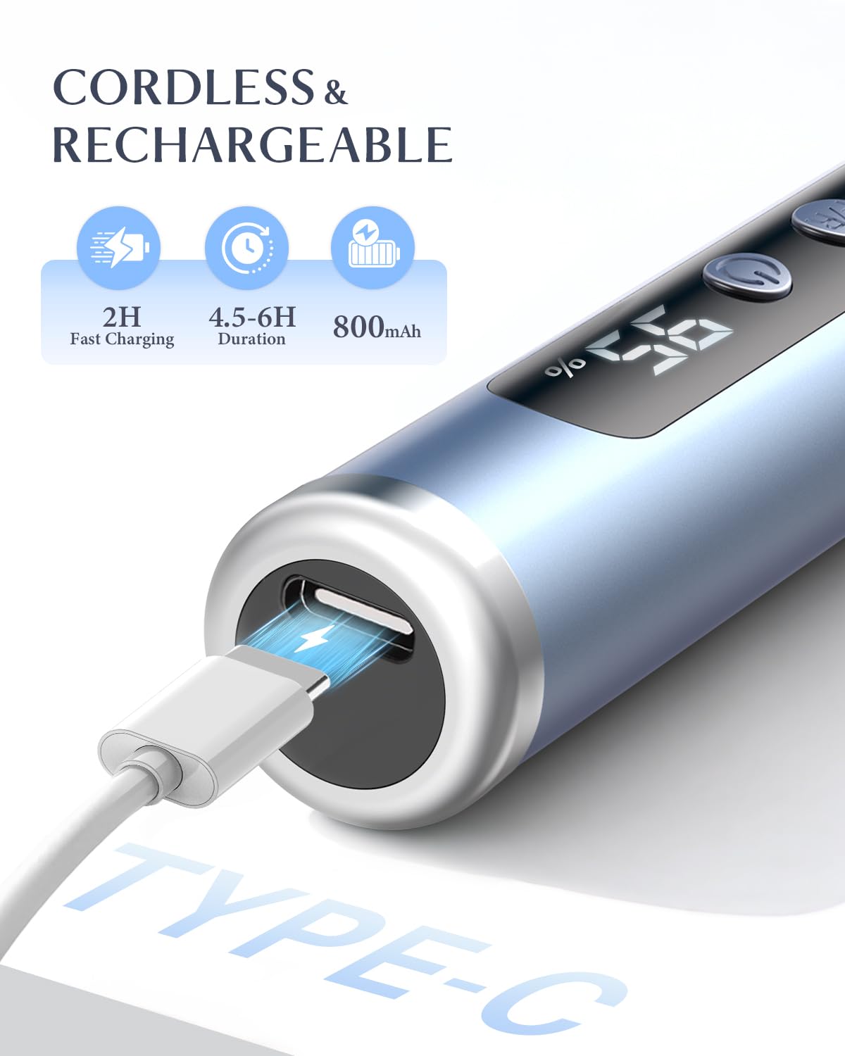JOREST Electric Nail Drill Kit, 13 in 1 Rechargeable Nail File, 6-Speed Beginners Set, for Acrylic Gel Nails, Manicure & Pedicure Tool with Nail Drill Bits and Sanding Bands,Gifts for Women, Blue