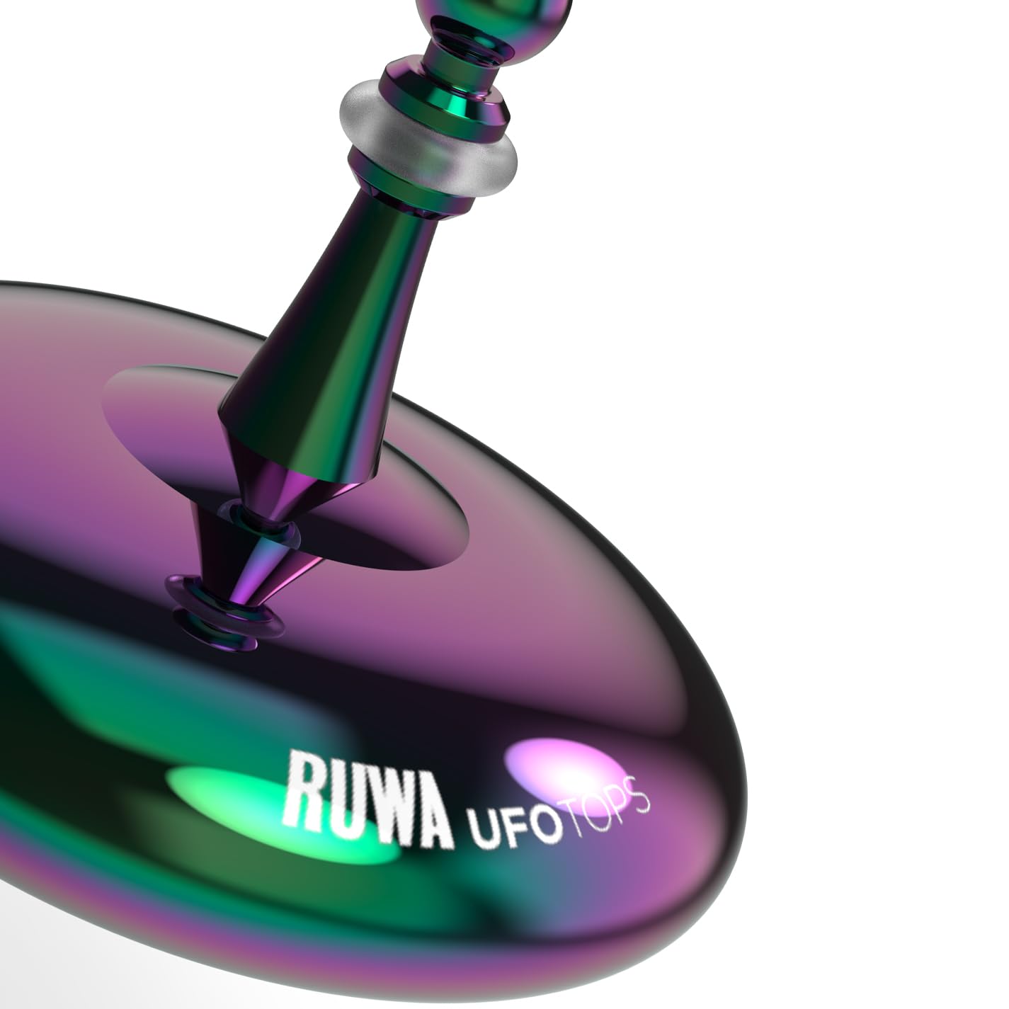 Plexity Labs UFO Tops Ruwa - Metal Spinning Fidget Toy Top - Inspired by The 1994 USS Ruwa, Zimbabwe UFO Incident - Psychedelic Stainless Steel