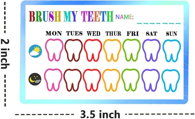 Brush My Teeth Reward Cards,2x3.5 Inch Educational Teeth Brushing Chart Brush Incentives,Teeth Brushing Weekly Tracker Behavior Finish Cards (50 Pcs)