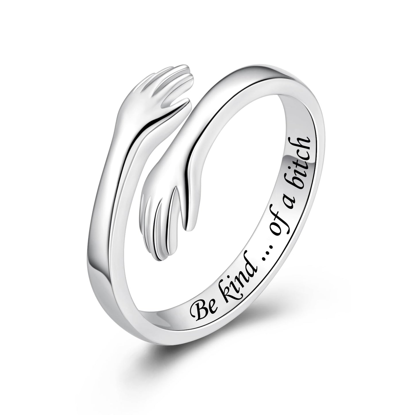 ACJFA Hug Rings for Women Sterling Silver Adjustable Ring Thumb Ring Birthday Mother Gifts Jewelry (Be kind ... of a *)
