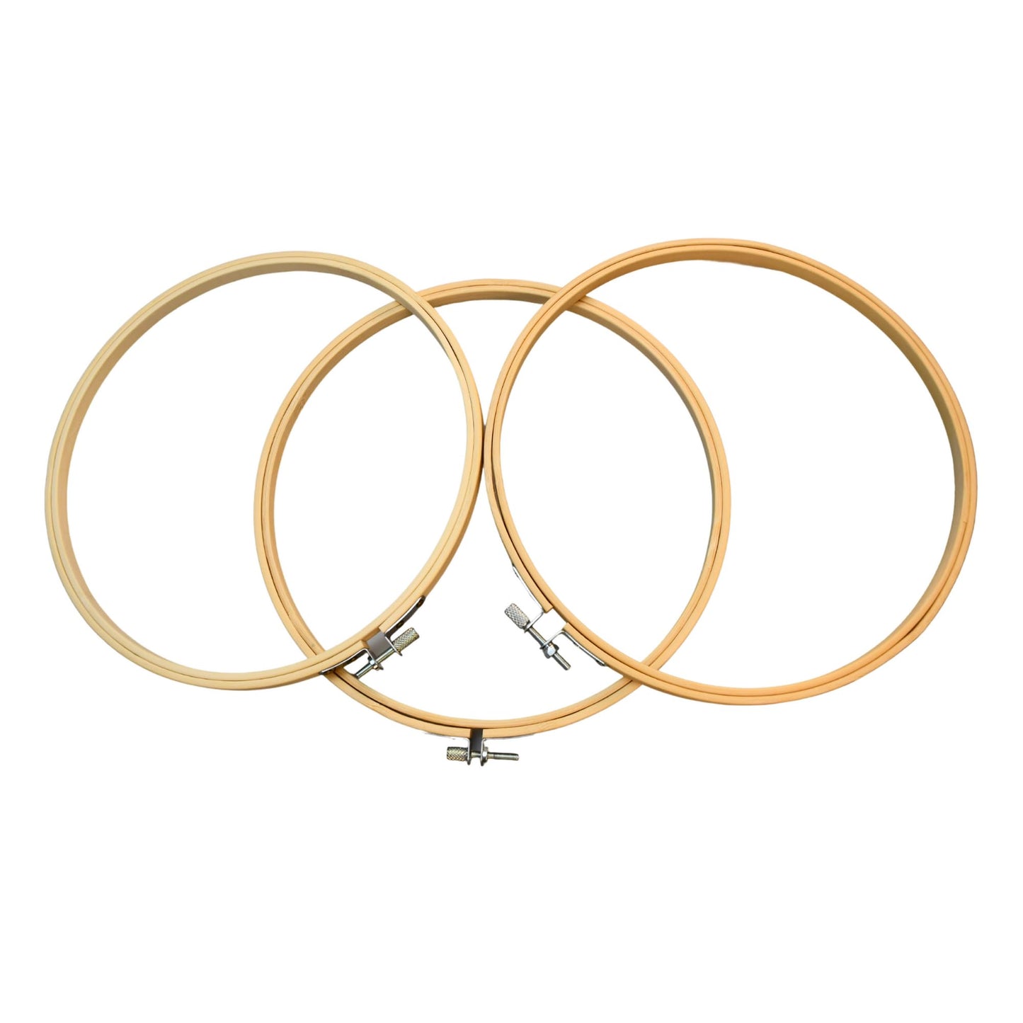Embroidery Hoops 3 Pack Set: Premium Bamboo Wood Rings with Metal Tension Screw Brackets for DIY Cross Stitching, Sewing, Embroidered Craft Projects, Sizes 5, 7, 8, 9, & 10 in Diameter