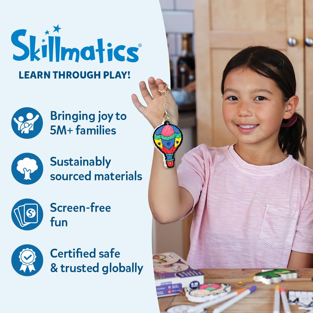 Skillmatics Foil Fun - Pretty Patterns, 18 DIY Magnets Mess-Free Art, Colorful Creative Party Activity, Craft Kits, 60+ Foam Stickers, Gift for Kids, Teens, Adults, Families, Screen-Free Entertainment